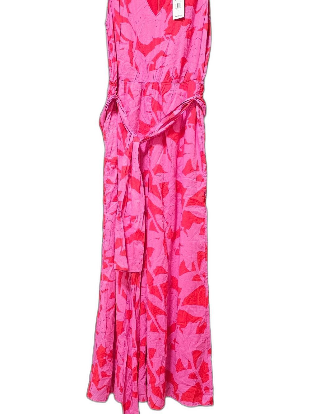 Vineyard Vines Tropical Floral Jumpsuit Pink Red Size 4 NWT Belted Resort - Picture 2 of 7